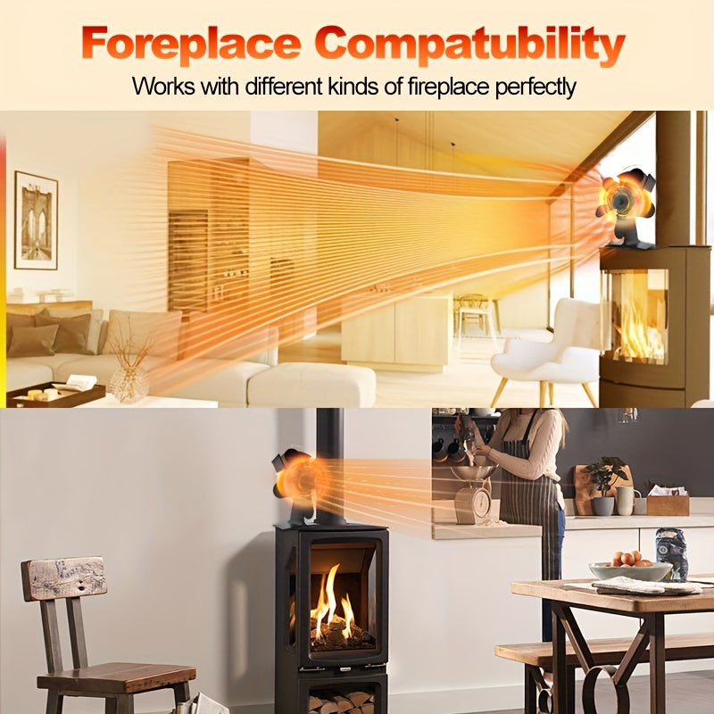 Introducing the Xpxhaous Portable Metal Fireplace Fan: A 5-Blade Design Fan for Home Heating, Self-Starting Stove Fan, No Electricity Required. Includes Multiple Components for Outdoor Ice Fishing and Home Decor.