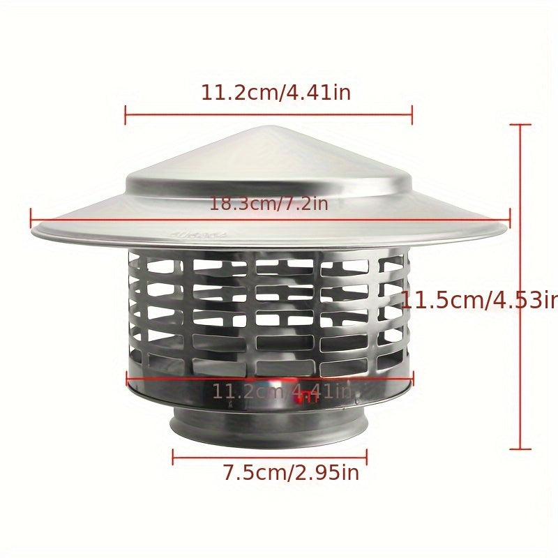 Durable Stainless Steel Chimney Cap - One Pack of Universal Rainproof Vent Top Cover for Flue & Duct Pipes - Weather-Resistant Outdoor Roof Ventilation Cap