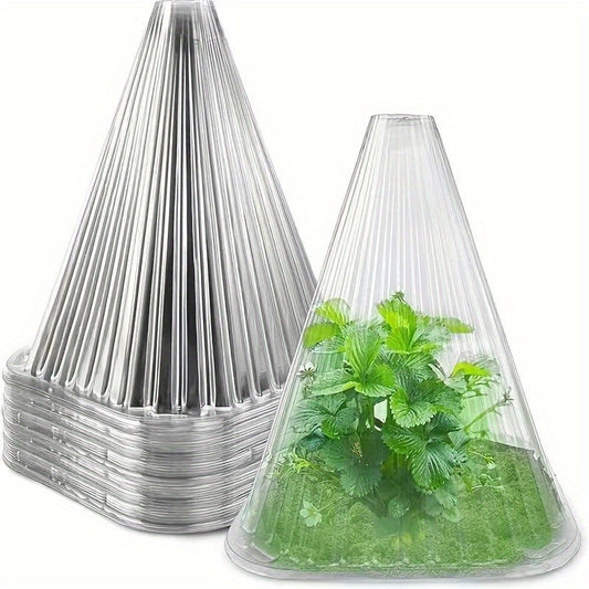 15/25 Large Reusable Plant Cloches - Protects plants from birds, frost, snails, and more. Transparent and durable garden supplies for year-round protection.