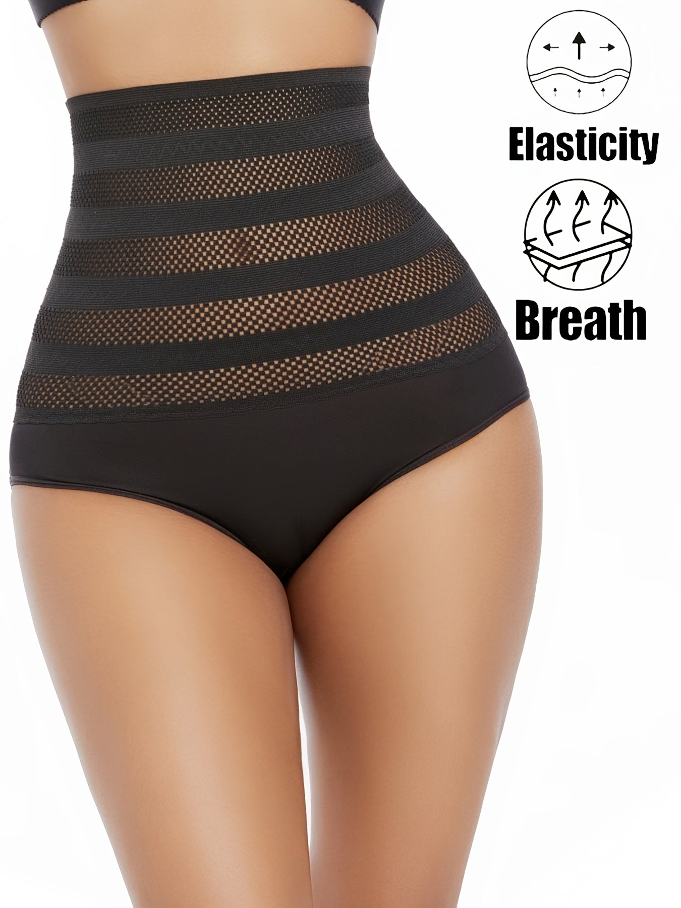 High-waist shapewear panties for plus-size women with tummy control, butt lift, and breathable mesh.