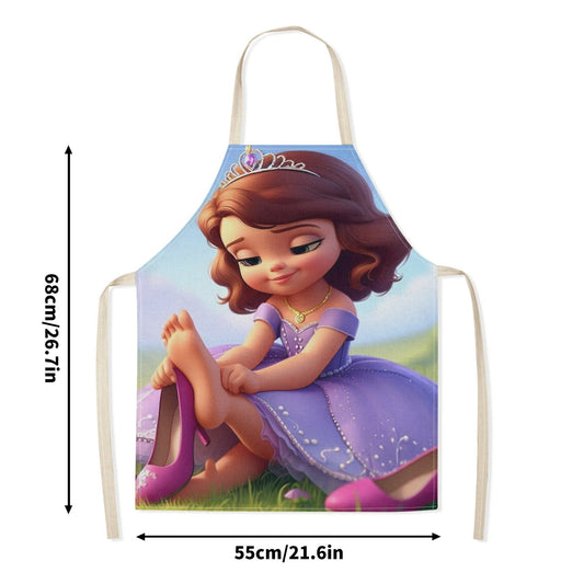 Durable Polyester Disney Elsa Waterproof Apron featuring a Vibrant Cartoon Princess Design - Perfect for Home, Restaurants, Cafes & More - Stylish and Simple Flower Pattern Included