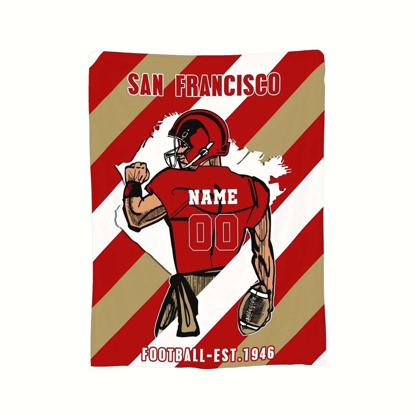 Personalized San Francisco Throw Blankets with Custom Name - Perfect Home Decor for Men, Women, and Boys. Ideal Gift for Football Fans!