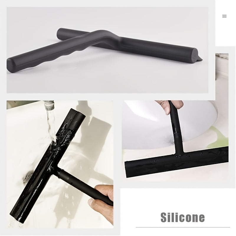 Introducing a versatile Silicone Squeegee designed for shower, glass, and bathroom cleaning. This product boasts an ergonomic handle and convenient storage rack, making it perfect for cleaning living rooms, bedrooms, toilets, and floors.