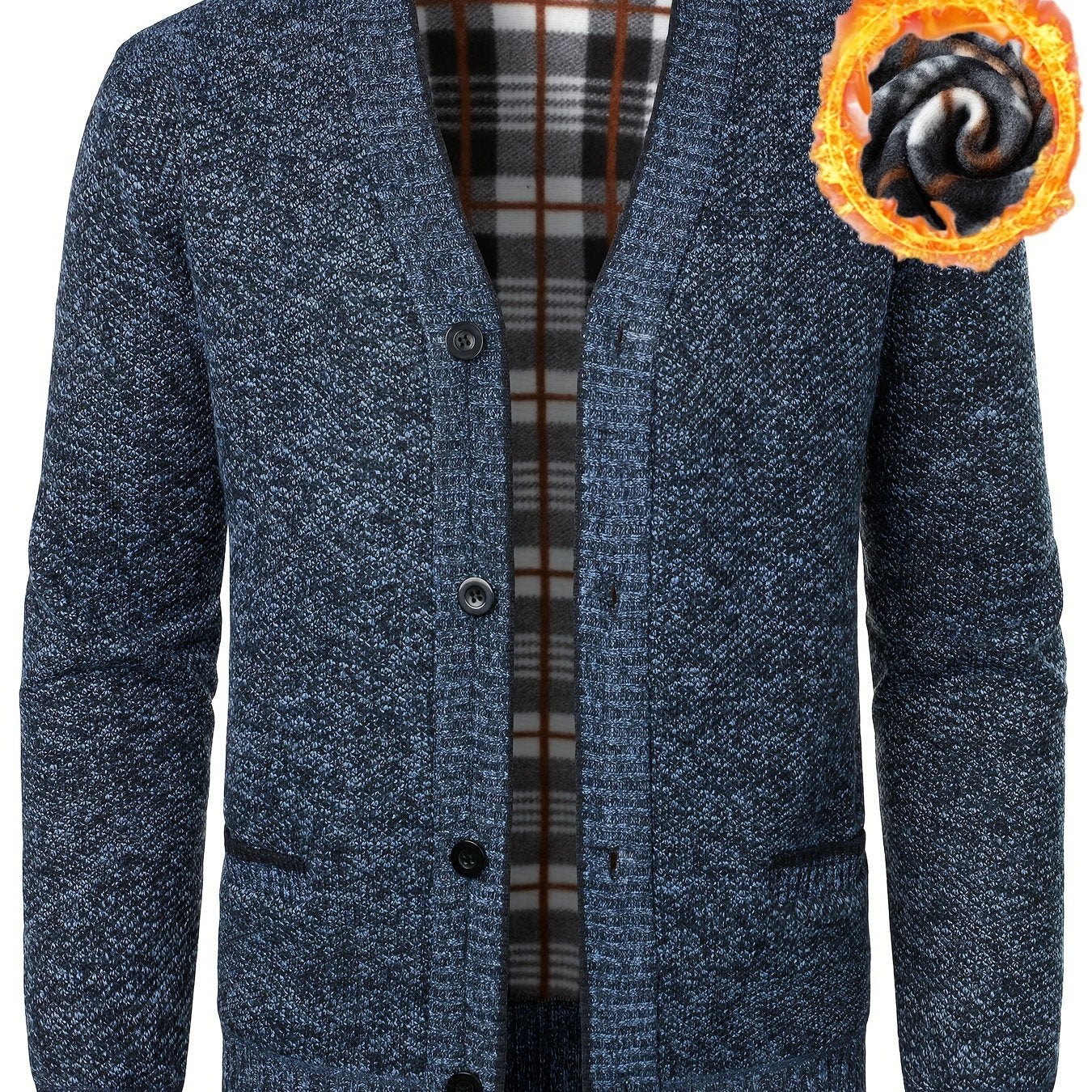 Classic and comfortable men's plus-size cardigan, ideal for layering in autumn and winter.