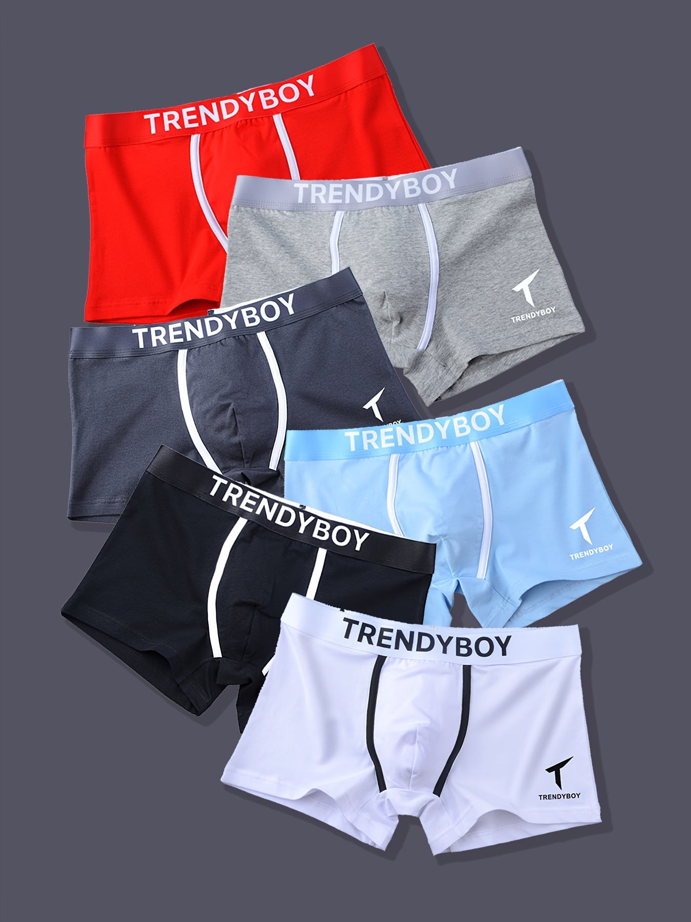 Men's 3-Pack Trendyboy boxer briefs with breathable fabric, geometric-pattern knit design. Made of 95% polyester, 5% elastane.