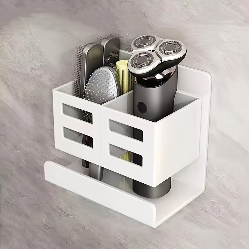 Plastic bathroom shelf organizer for toothbrush, toothpaste, razor, hair dryer. Can be used in kitchen and bathroom. 1PC.