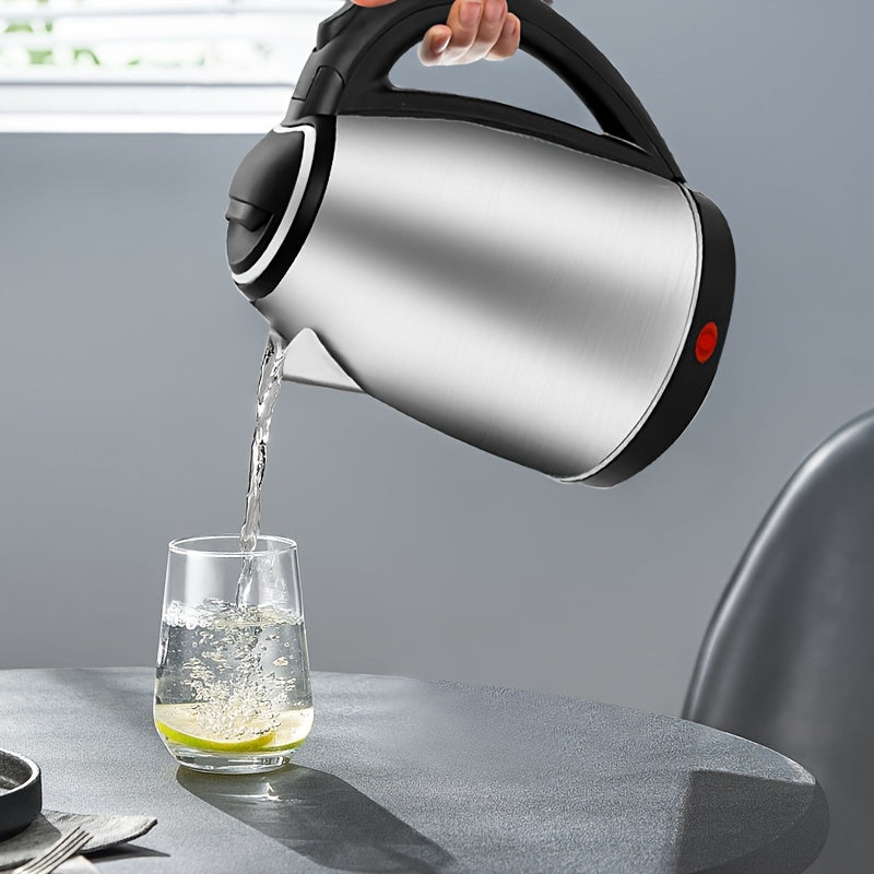 The PANCERKA Electric Kettle 1.8L is a powerful 1500W tea boiler that rapidly heats water using stainless steel construction. Designed with a cool touch handle, this kettle includes safety features such as auto shut-off and boil-dry protection. It also