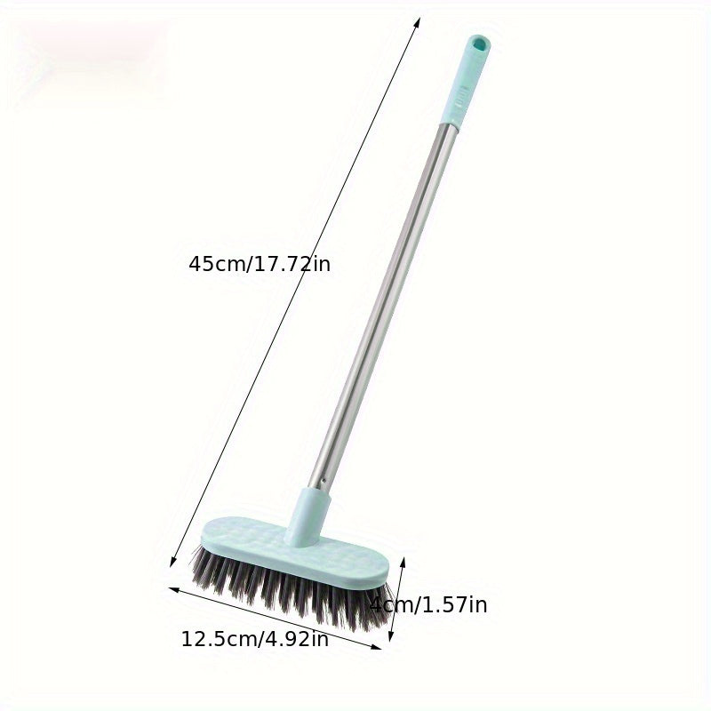 '- Description: This bathroom floor brush features a durable long handle and hard bristles, making it ideal for cleaning toilets and floors. The no dead angle design ensures thorough cleaning of both toilet and ceramic tiles. Perfect for manual tile