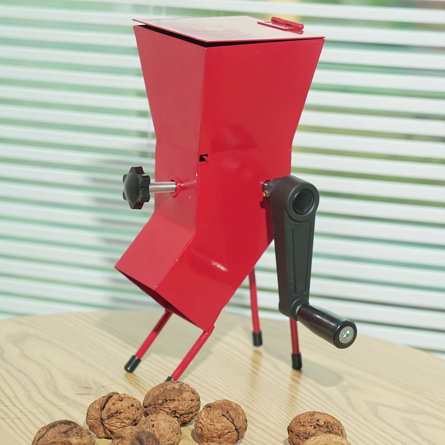 Small Hand Crank Pecan Cracker - All Steel Nut Cracker Machine for Nuts, Sturdy and Adjustable Cute Sheller Device.