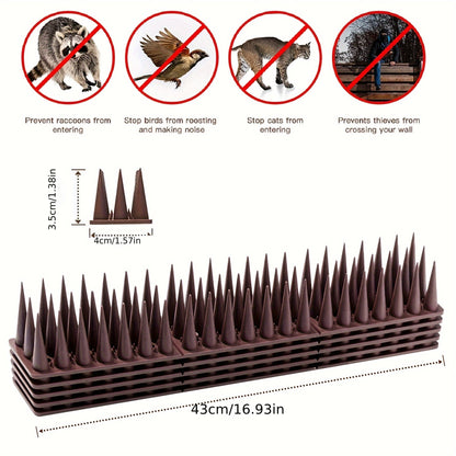 ZLYUQI Bird Spikes - Plastic fence spikes for outdoor use, physical electronic pest control. Prevents birds, squirrels, cats, raccoons, crows. No electricity or battery needed. Available in