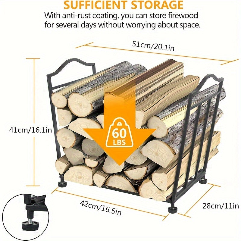 Black Stackable Log Organizer, Collapsible Metal Firewood Rack for Outdoor Burning Wood Storage, Convenient Fireplace Accessory that is Easy to Use and Store