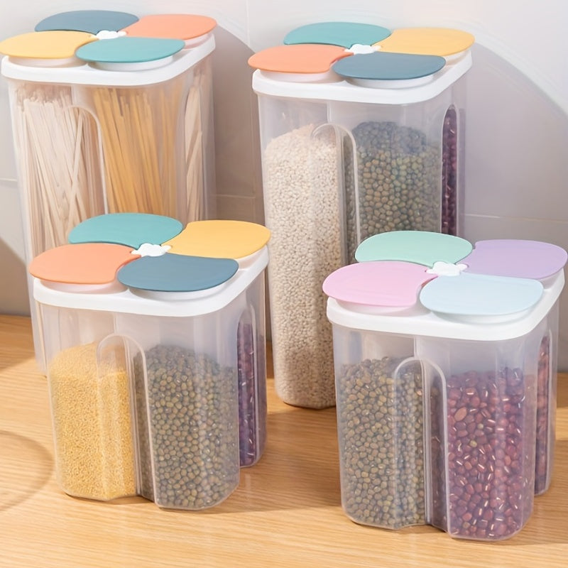 Moisture-Proof Cereal Jar with Divided Compartments - Ideal for Organizing Kitchen Pantry