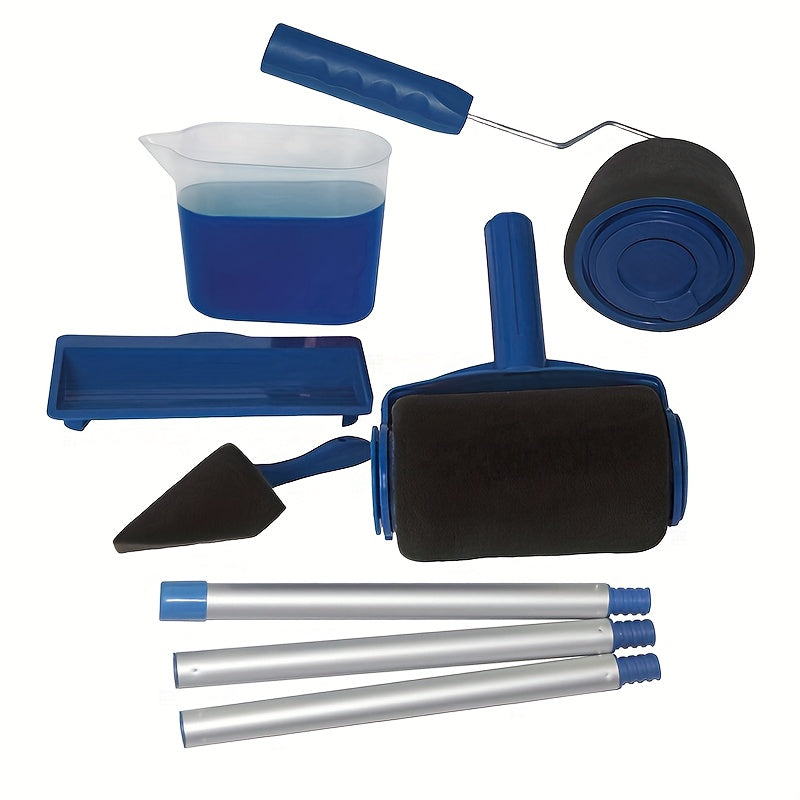 Set includes professional paint roller brush set with various tools for wall and ceiling painting.