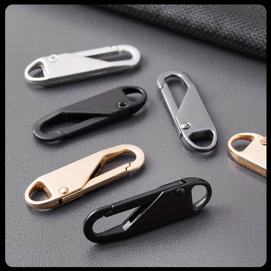 4 black zipper pull replacements for travel bags, clothing, and crafts. Easy to install, with detachable heads.