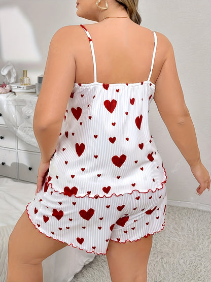 Plus-size women's printed bow tie and shorts home sleepwear set.