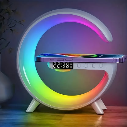 2024 Wireless Bedside Lamp with Fast Charging, Speaker Alarm, Ideal for Bedroom, Party, Home Decor.