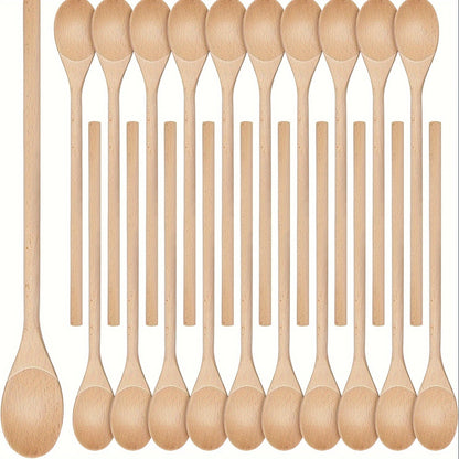 40 pieces of 30.48 cm long handle wooden kitchen spoons, perfect for cooking, mixing, baking, and wine serving. Made of high-quality wood, great addition to your kitchen utensil collection.