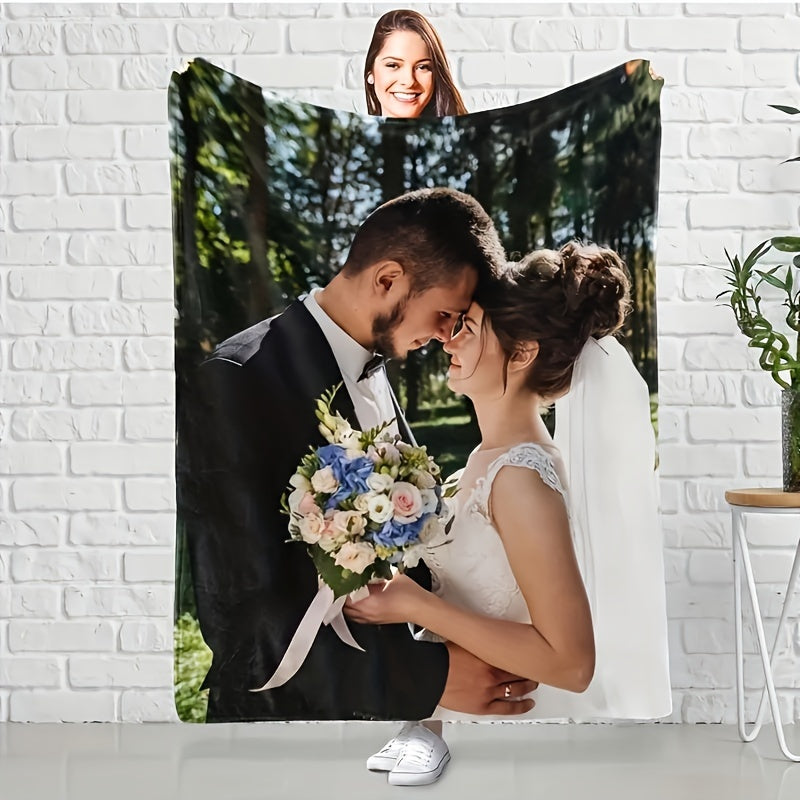 Create Your Own Flannel Throw Blanket - Add Your Favorite Photos, Luxuriously Soft & Comfortable for Lounging on Couch, Bed, or in Office, Ideal for Dorm or Camping - Unique Gift for Loved Ones, Including Couples, Families, and Pet Owners