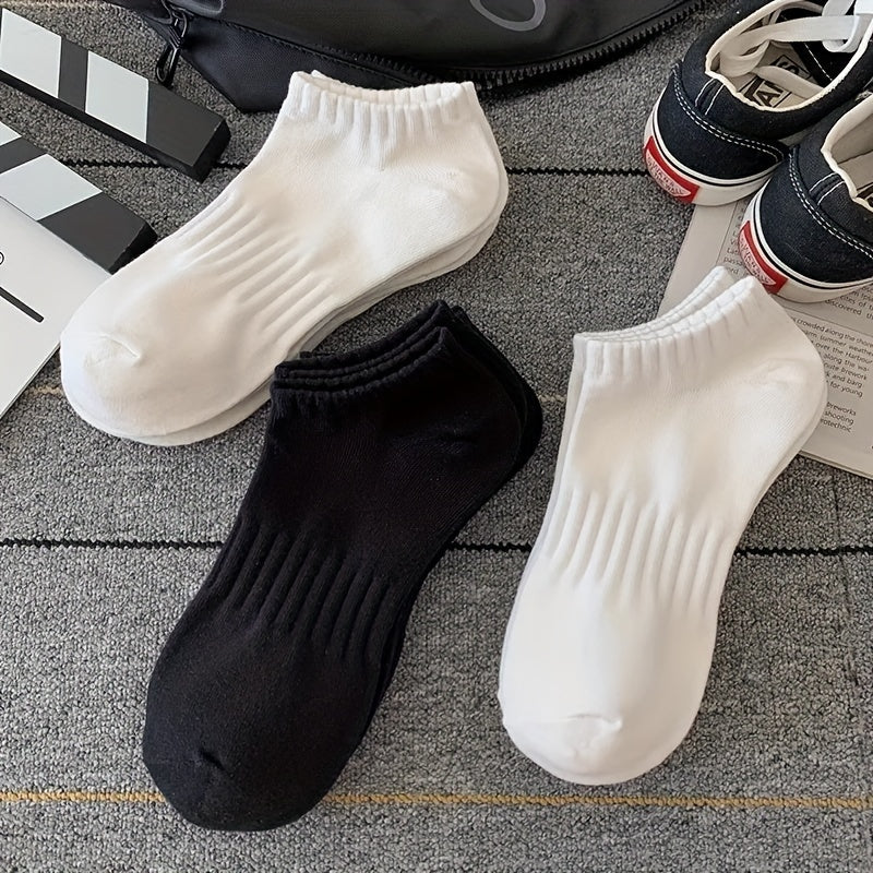 4 White Mid-Calf Socks: Soft, Stretchy Polyester Blend, Breathable Knit for Sports & Casual Wear, Ideal for Couples Matching