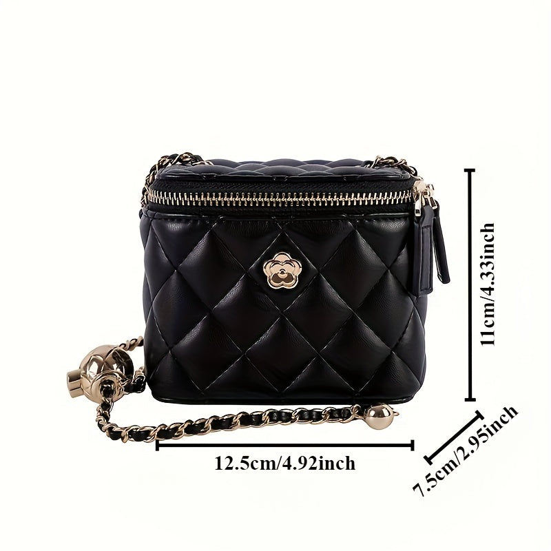 Winter mini shoulder crossbody bag purses for women featuring rhombic chain box design.