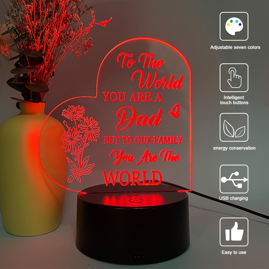 Get the perfect gift for Dad with Dad's Special Night Light! This lamp is great for Father's Day, birthdays, and holidays. It has colorful touch and monochrome modes to create a cozy bedside ambiance. The lamp is USB or battery powered and features LED