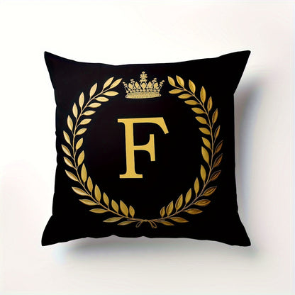 Stylish English letter print pillow cover made of soft peach skin velvet. Features zip closure and machine washable. Measures 45.72x45.72 cm, ideal for home and office decor.