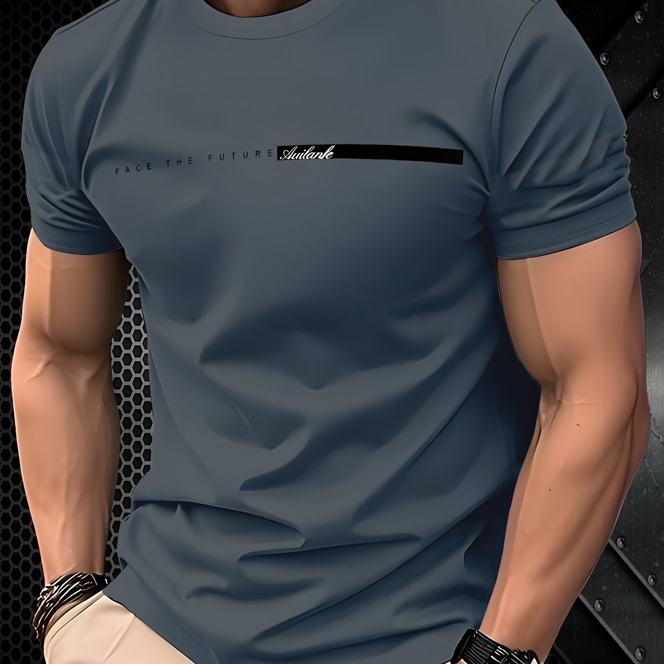 Breathable polyester t-shirt for men with unique 3D print design. Machine washable and durable. Ideal for casual outfits.