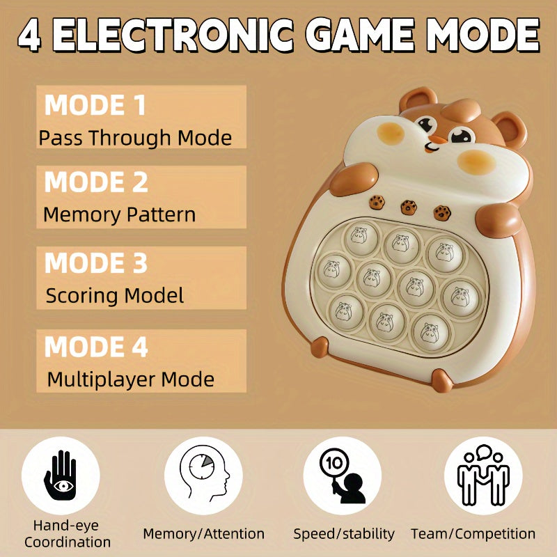 1pc Intelligence Toy with 4 Modes, 999 Game Levels, Lights, and Fast Press Handheld Game Console with Puzzle and Bubble Toy Features.