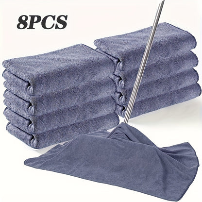 8 extra large oblong microfiber towels with a space theme and contemporary style. Super soft, multi-purpose, reusable, highly absorbent, lint and streak free. Made of knit fabric for use in