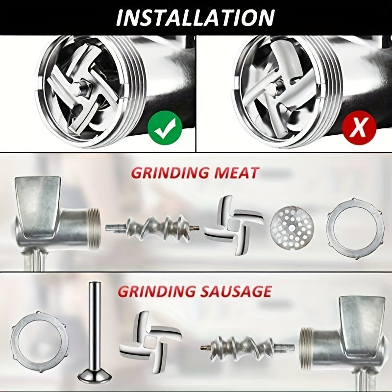 Meat Grinder Blade Set - Includes 2, 4, 8, and 9pcs Food Grinding Blades, Stainless Steel Cutter for Size 5 Meat Grinder Stand. Compatible with Mixers and a Must-Have Kitchen Accessory for Grinding Meat and More.