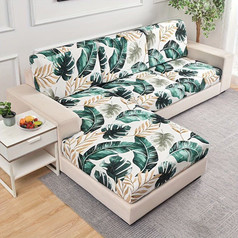 Geometric leaf pattern sofa slipcover protects and decorates your furniture.