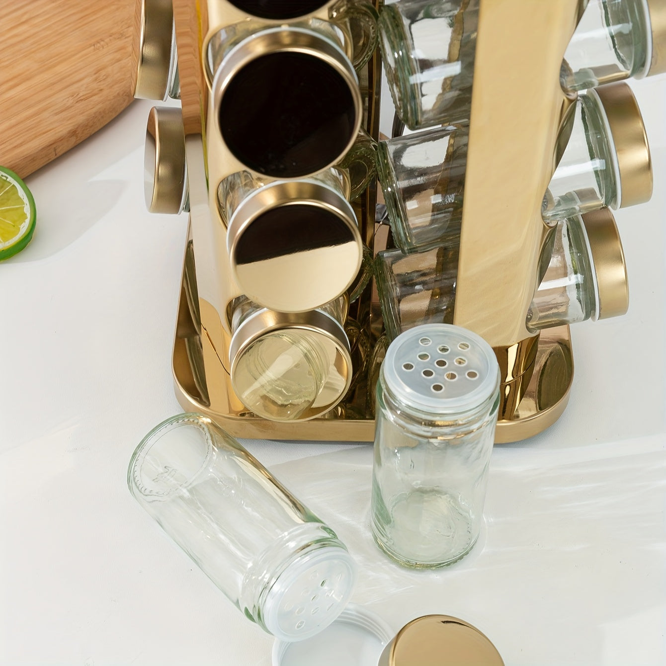 Spice up your kitchen with the Rotating Seasoning Rack and Special Spice Sheet Seasoning Jar