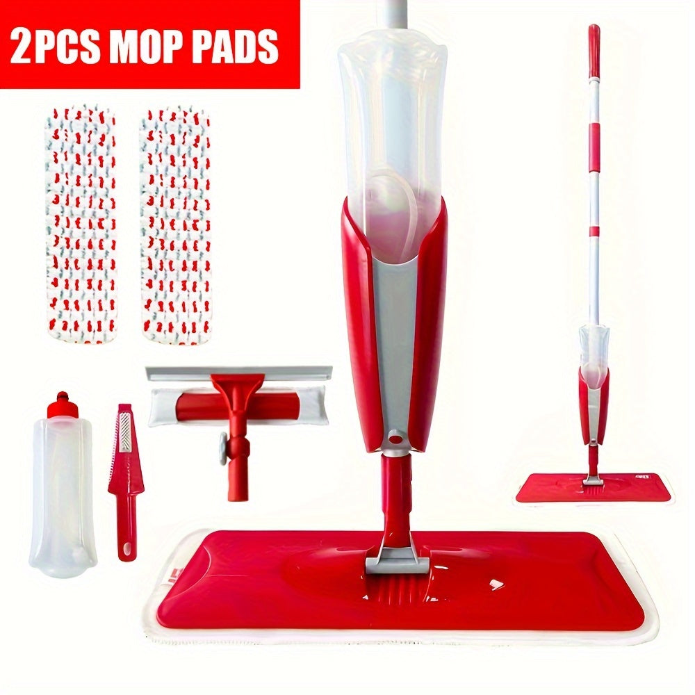 Multi-Purpose Spray Mop Kit with Scraper - Perfect for Both Wet and Dry Cleaning, Comes with 2 Mop Heads, Great for Home and Commercial Use.