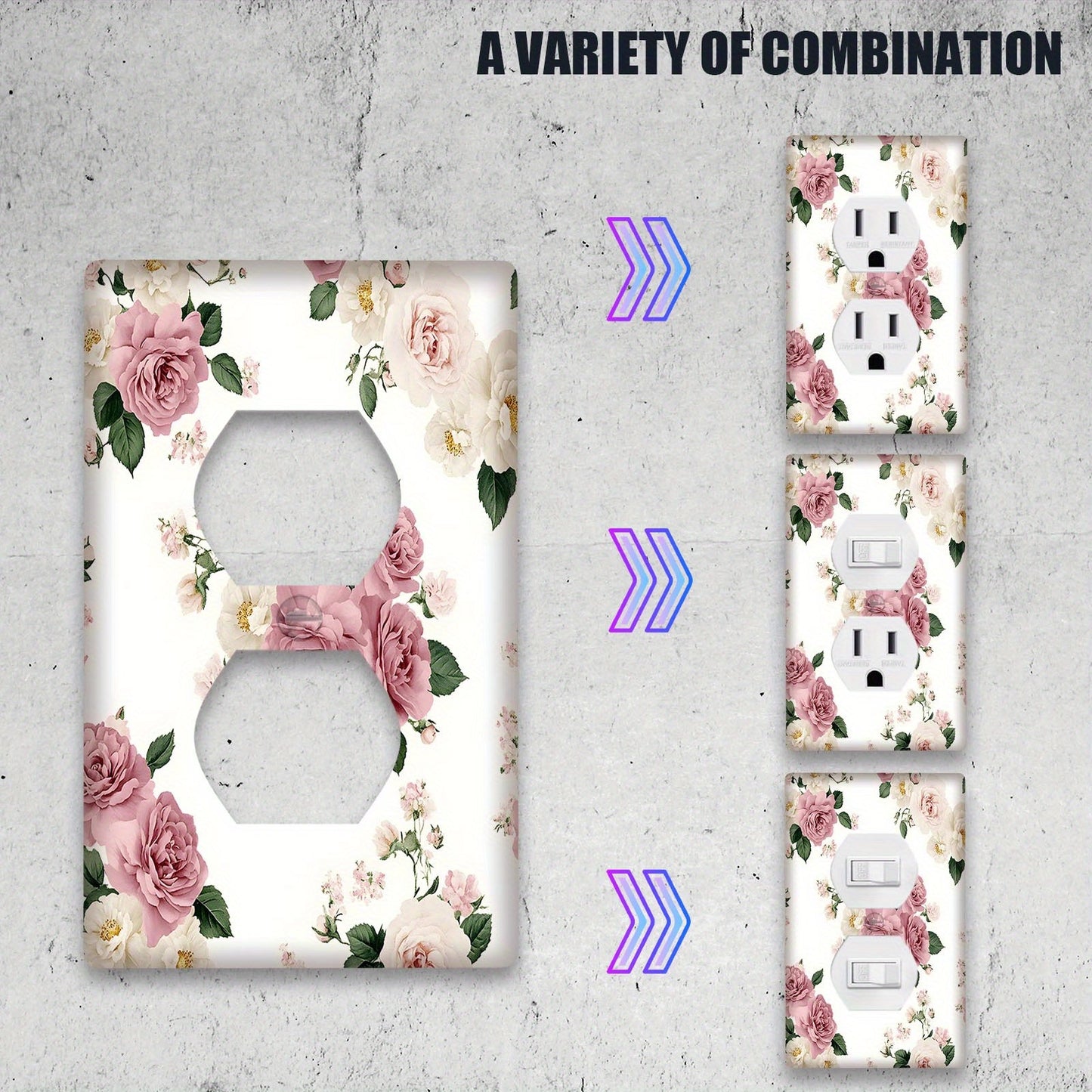 1pc Decorative Light Switch Cover with Pink Flowers for Classroom and Bedroom Decor, 1-Gang/2-Gang Electrical Faceplate