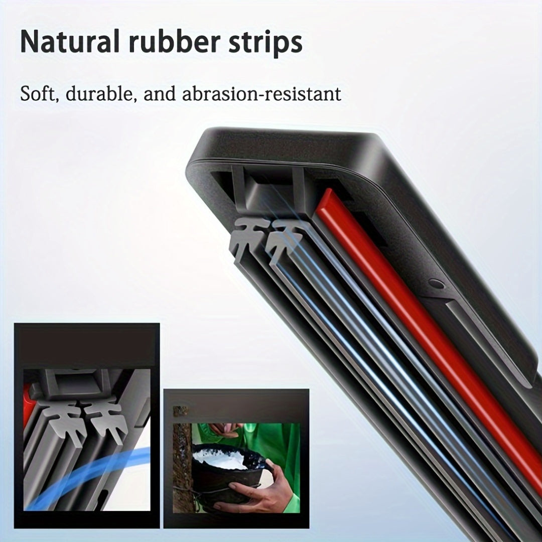 Universal fit 6-layer rubber blade wiper with J/U hook type, compatible with 99% of vehicle models, available in sizes 35.56-71.12cm.