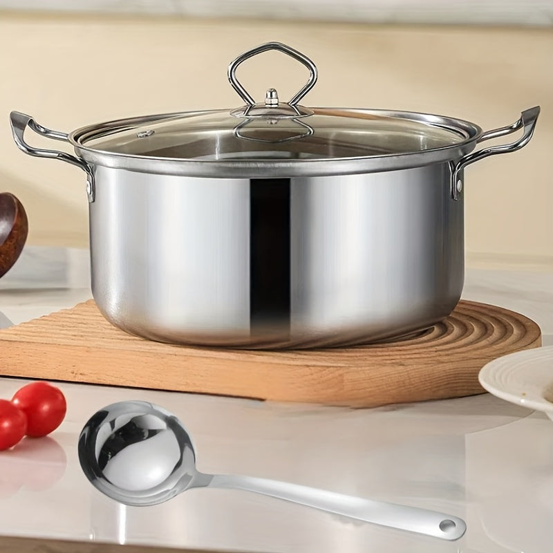 Stainless Steel Cookware Set includes 11 pieces with Heat-resistant Handles and Tempered Glass Lids - Ideal for Cooking a Variety of Meals such as Soups, Milk, and Porridge - Perfect for Healthy Cooking of Soups, Pasta, and Seafood at Home or in