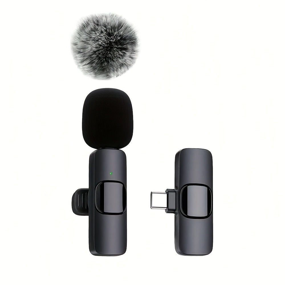 SENWUKO Wireless Lavalier Microphone with USB-C and dual microphones, ideal for streaming, podcasting, and video recording