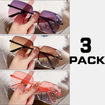 3 stylish frameless glasses for women, perfect for shopping and photography, a great choice.