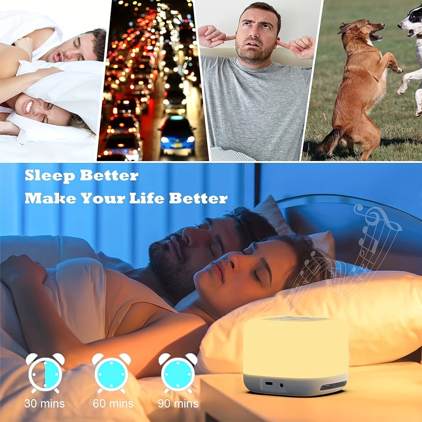 Sleep peacefully anywhere with our Rechargeable Portable Sleep Sound Machine. Featuring a 7 Colors Night Light, Wireless Speaker, and 40 Soothing Sounds including White Noise.