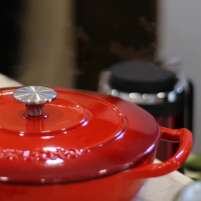 Long-lasting and adaptable 111oz Enameled Cast Iron Saucepan with Lid - Non-Stick, Ideal for Induction & Gas Cooktops