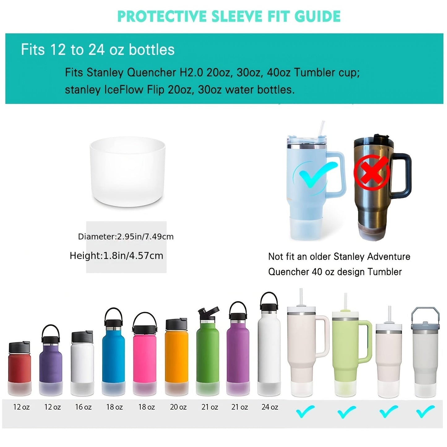 Protect your Stanley Cup and IceFlow water bottles with this 2-piece silicone boot set. These boots reduce noise and protect the bottoms of your bottles from damage. Add a pop of color with the red silicone sleeves, while keeping your bottles safe and