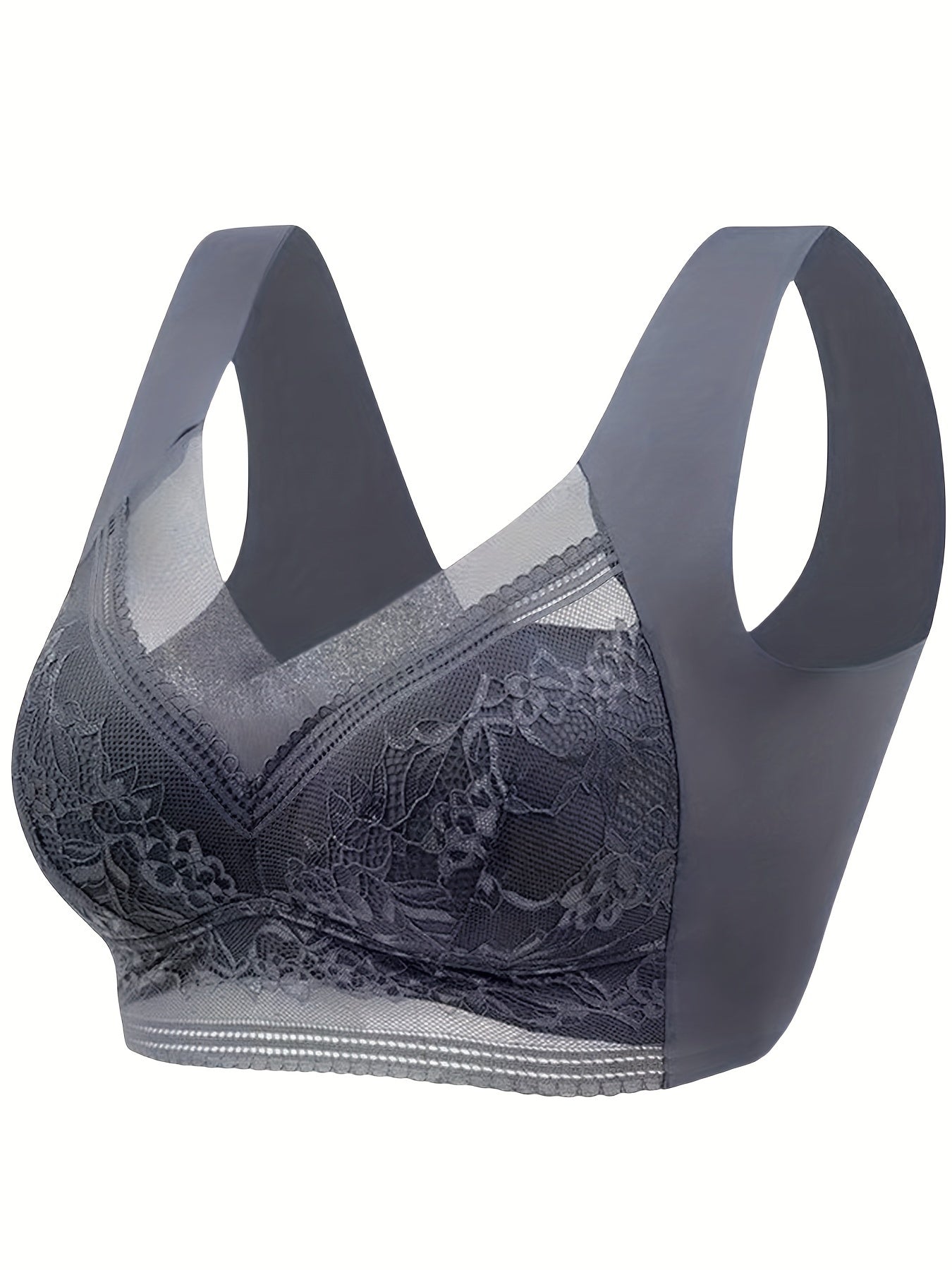 4 Floral Lace Bralette Bra, Seamless Full Coverage, Comfy & Breathable Women's Intimates lingerie.