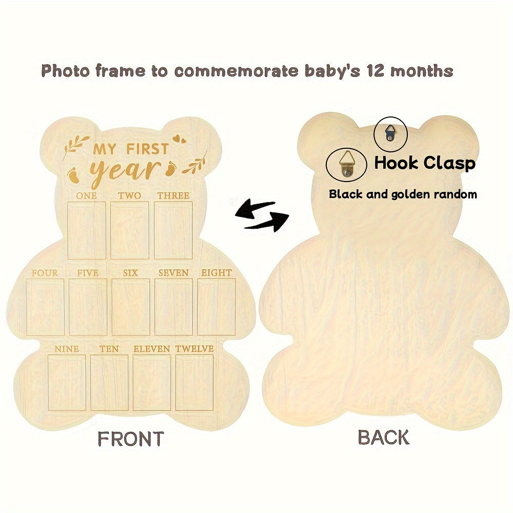 Charming Wooden Photo Frame to Capture Baby's First Year Milestones - Great for Celebrating Baby's 1st Birthday & Cherishing Precious Memories, Comes with a Calendar Card - Perfect Addition to Nursery Decor & Thoughtful Keepsake Gift