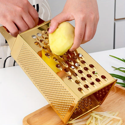 The versatile shredder cloth wheel in light silver, golden rose, and rainbow stainless steel is a gentle and easy-to-use kitchen tool that won't harm your hands during operation.