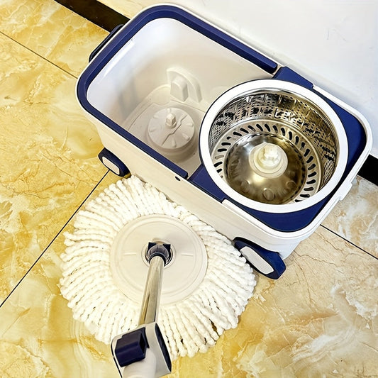 One-piece Rotating Mop and Bucket Set with 4 Wheels, featuring a Liquid Dispenser, Wringer Set, and 360-Degree Rotating Mop Bucket for Floor Cleaning and Mopping. This Household Rotating Mop, also known as a Lazy Mop or Dust Mop, is suitable for both wet