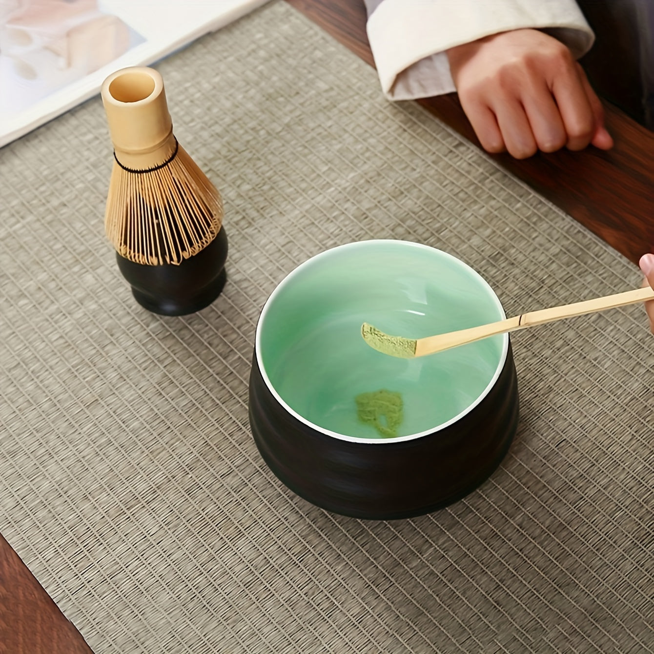 Handcrafted Japanese Tea Spoon Set includes a Bamboo Tea Spoon, Retro Matcha Spoon, Tea Needle, and Tea Knife for Dual-Purpose use in Tea Ceremonies.