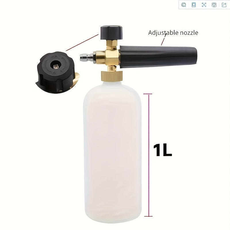 High pressure foam sprayer for car wash with fan-shaped head and quick plug.