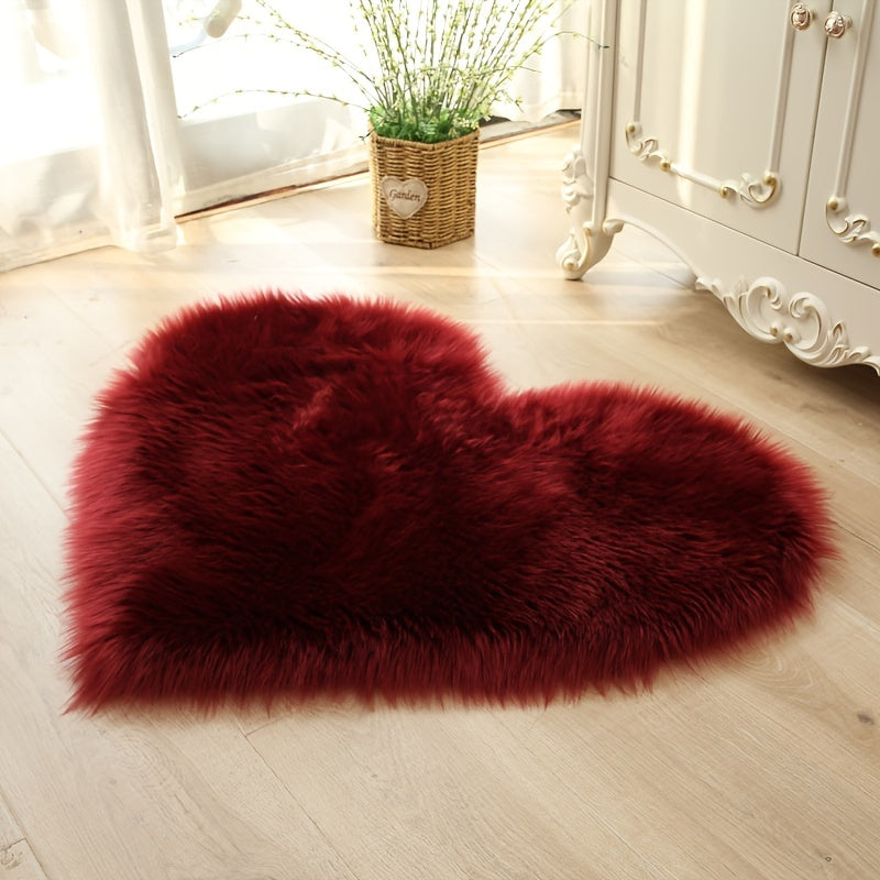 Heart Shaped Faux Fur Rug, Soft Plush Area Rug for Living Room Bedroom Sofa, Fluffy Shaggy Carpet Mat - 50*60cm/19.68*23.62in