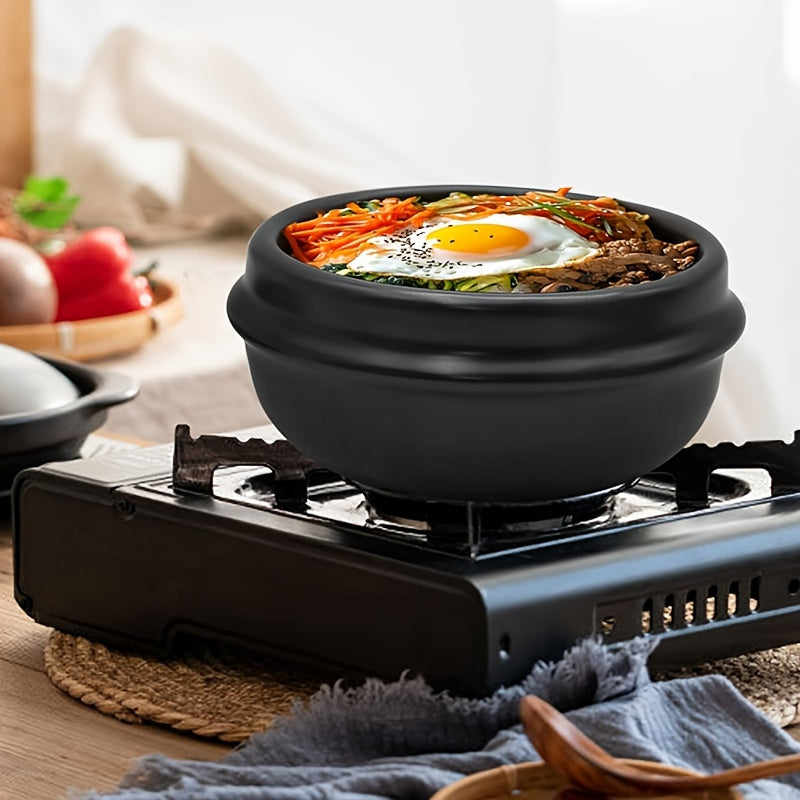 1 Piece Ceramic Donabe Pot Bowl: Enjoy cooking with this heat-resistant tray included. This rust-resistant pot is safe for stovetop use and perfect for BBQ, stew, bibimbap, and soup. No charging necessary.