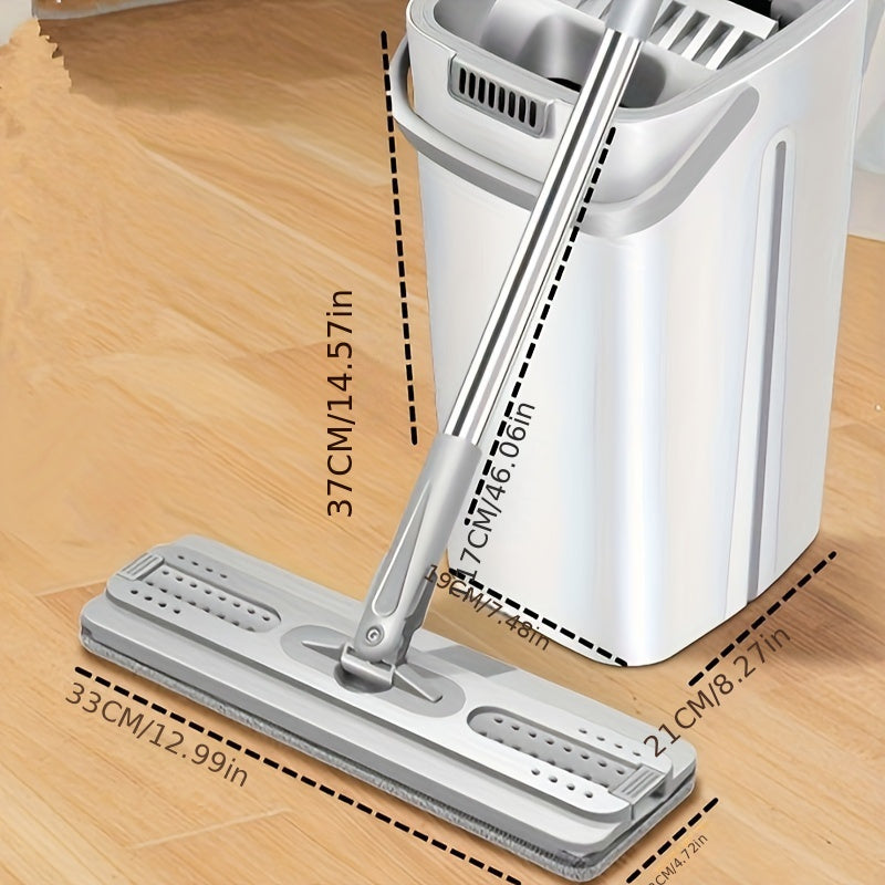 Hands-Free Wash Flat Floor Mop and Bucket Set - Perfect for Cleaning Hardwood, Laminate, Tile, and Wooden Floors - Includes Dust Removal Mop, Wet and Dry Use - Must-Have Cleaning Tool